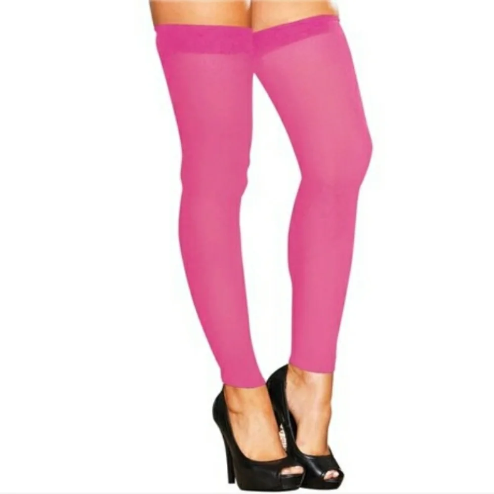 Pink Footless Sheer Lingerie Thigh Highs